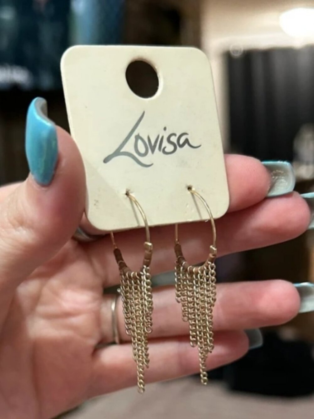 Lovisa Gold Tone Fringe Chain Dangle Hoop Earrings Festival Boho NWT